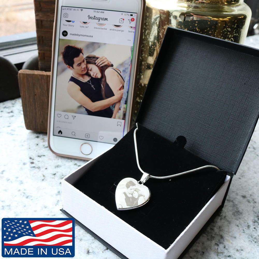 Personalized Etched Photo Heart Necklace